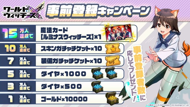 新作スマホゲーム『ワールドウィッチーズX(クロス)』事前登録報酬