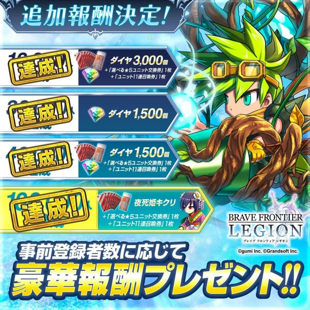 新作ゲーム『BRAVE FRONTIER LEGION』事前登録10万人突破