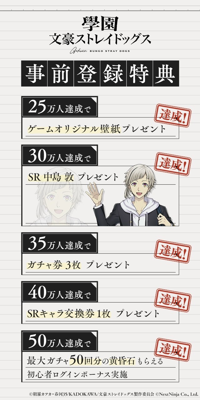 事前登録者数50万人突破！感謝の特典を全員にプレゼント