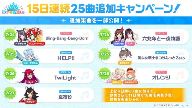 15日連続25曲追加キャンペーン